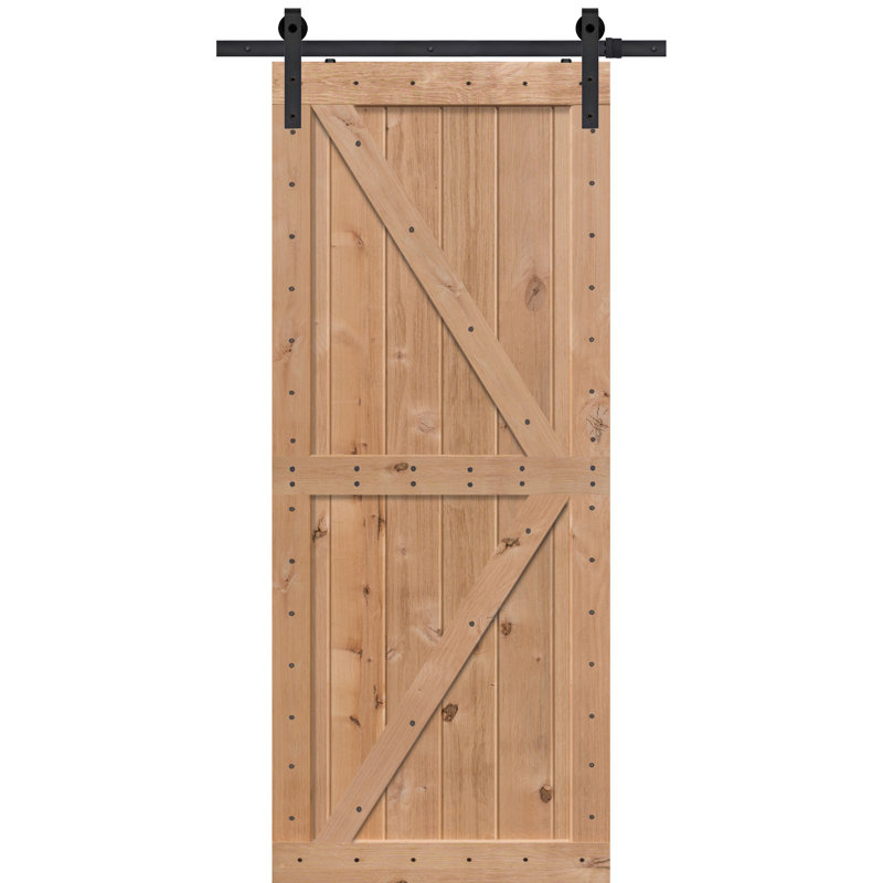 Barndoorz Paneled Wood Finish Barn Door without Installation Hardware